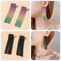 Fashion Alloy Rhinestone Gradient Color Earrings Daily Unset Drop Earrings main image 1