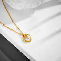 Streetwear Heart Shape Stainless Steel Plating Shell 18k Gold Plated Pendant Necklace main image 3