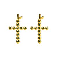 Wholesale Jewelry 1 Pair Sweet Cross Heart Shape Alloy Rhinestones Gold Plated Drop Earrings sku image 2