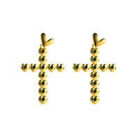 Wholesale Jewelry 1 Pair Sweet Cross Heart Shape Alloy Rhinestones Gold Plated Drop Earrings main image 2