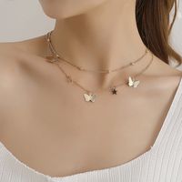 Simple Style Star Butterfly Alloy Plating Women's Layered Necklaces main image 5
