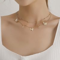 Simple Style Star Butterfly Alloy Plating Women's Layered Necklaces main image 1