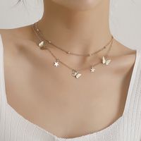 Simple Style Star Butterfly Alloy Plating Women's Layered Necklaces main image 2
