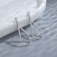 1 Piece Simple Style Water Droplets Copper Hollow Out Inlay Zircon Drop Earrings main image 3