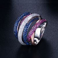 Retro Geometric Copper Plating Inlay Zircon Rings main image 3