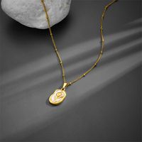Wholesale Romantic Rose Stainless Steel 18k Gold Plated Shell Pendant Necklace main image 2