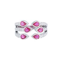 Luxurious Wedding Water Droplets Copper Plating Inlay Artificial Gemstones White Gold Plated Rhodium Plated Open Rings main image 10