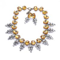 Luxurious Flower Alloy Plating Inlay Artificial Crystal Women's Jewelry Set sku image 11