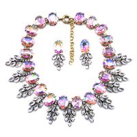 Luxurious Flower Alloy Plating Inlay Artificial Crystal Women's Jewelry Set sku image 7
