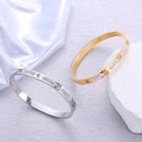 Wholesale Lady Solid Color Stainless Steel 18k Gold Plated Zircon Bangle main image 3