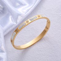 Wholesale Lady Solid Color Stainless Steel 18k Gold Plated Zircon Bangle sku image 2