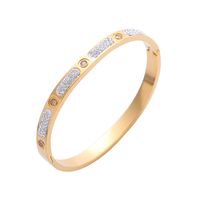 Wholesale Lady Solid Color Stainless Steel 18k Gold Plated Zircon Bangle main image 6