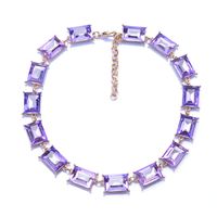 Exaggerated Rectangle Alloy Plating Inlay Artificial Crystal Women's Necklace sku image 4