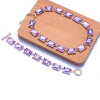 Exaggerated Rectangle Alloy Plating Inlay Artificial Crystal Women's Necklace main image 3