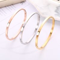 Wholesale Modern Style Solid Color Stainless Steel 18k Gold Plated Bangle main image 6