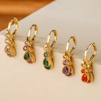 1 Pair Elegant Water Droplets Copper Inlay Zircon 18k Gold Plated Drop Earrings main image 5