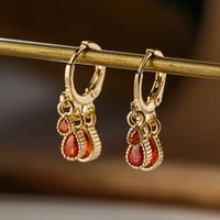 1 Pair Elegant Water Droplets Copper Inlay Zircon 18k Gold Plated Drop Earrings main image 4