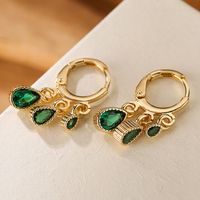 1 Pair Elegant Water Droplets Copper Inlay Zircon 18k Gold Plated Drop Earrings sku image 2