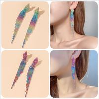 Exaggeration Alloy Rhinestone Gradient Color Earrings Daily Unset Drop Earrings main image 2