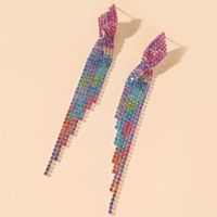 Exaggeration Alloy Rhinestone Gradient Color Earrings Daily Unset Drop Earrings main image 10