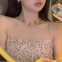 Simple Style Square Butterfly Bow Knot Alloy Pearl Inlay Rhinestones Women's Necklace sku image 95