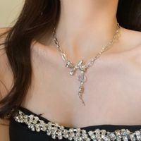 Simple Style Square Butterfly Bow Knot Alloy Pearl Inlay Rhinestones Women's Necklace sku image 55