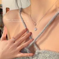 Simple Style Square Butterfly Bow Knot Alloy Pearl Inlay Rhinestones Women's Necklace main image 3