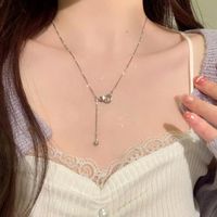 Simple Style Square Butterfly Bow Knot Alloy Pearl Inlay Rhinestones Women's Necklace sku image 252