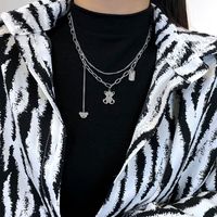 Simple Style Square Butterfly Bow Knot Alloy Pearl Inlay Rhinestones Women's Necklace sku image 89