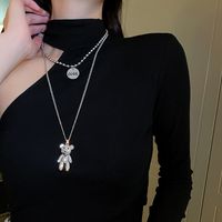 Simple Style Square Butterfly Bow Knot Alloy Pearl Inlay Rhinestones Women's Necklace sku image 140