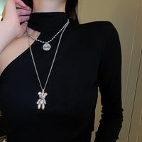 Simple Style Square Butterfly Bow Knot Alloy Pearl Inlay Rhinestones Women's Necklace sku image 157