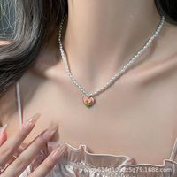 Simple Style Square Butterfly Bow Knot Alloy Pearl Inlay Rhinestones Women's Necklace sku image 210