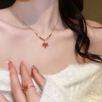 Simple Style Square Butterfly Bow Knot Alloy Pearl Inlay Rhinestones Women's Necklace sku image 238