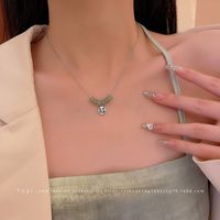 Simple Style Square Butterfly Bow Knot Alloy Pearl Inlay Rhinestones Women's Necklace sku image 88