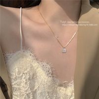 Simple Style Square Butterfly Bow Knot Alloy Pearl Inlay Rhinestones Women's Necklace sku image 37