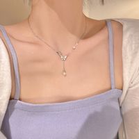 Simple Style Square Butterfly Bow Knot Alloy Pearl Inlay Rhinestones Women's Necklace sku image 35