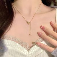 Simple Style Square Butterfly Bow Knot Alloy Pearl Inlay Rhinestones Women's Necklace sku image 257
