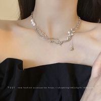 Simple Style Square Butterfly Bow Knot Alloy Pearl Inlay Rhinestones Women's Necklace sku image 207