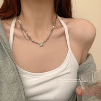 Simple Style Square Butterfly Bow Knot Alloy Pearl Inlay Rhinestones Women's Necklace sku image 170