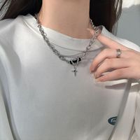 Simple Style Square Butterfly Bow Knot Alloy Pearl Inlay Rhinestones Women's Necklace sku image 182