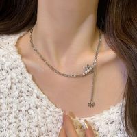 Simple Style Square Butterfly Bow Knot Alloy Pearl Inlay Rhinestones Women's Necklace sku image 53