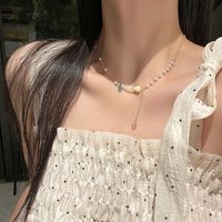 Simple Style Square Butterfly Bow Knot Alloy Pearl Inlay Rhinestones Women's Necklace sku image 54