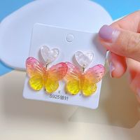 Wholesale Jewelry 1 Pair Sweet Heart Shape Butterfly Arylic Drop Earrings sku image 2
