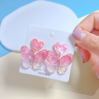 Wholesale Jewelry 1 Pair Sweet Heart Shape Butterfly Arylic Drop Earrings sku image 3