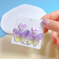 Wholesale Jewelry 1 Pair Sweet Heart Shape Butterfly Arylic Drop Earrings sku image 7