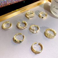 Elegant Geometrisch Legierung Kupfer Inlay Künstliche Perlen Strasssteine 14 Karat Vergoldet Offener Ring main image 5