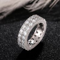 Luxurious Solid Color Copper Inlay Zircon Rings sku image 1