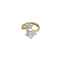 Elegant Geometrisch Legierung Kupfer Inlay Künstliche Perlen Strasssteine 14 Karat Vergoldet Offener Ring main image 2