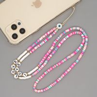 Black White Color Matching Soft Ceramic Handmade Beaded Mobile Phone Chain sku image 11