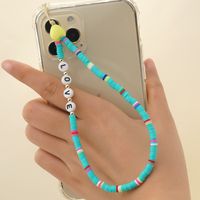 Black White Color Matching Soft Ceramic Handmade Beaded Mobile Phone Chain sku image 6